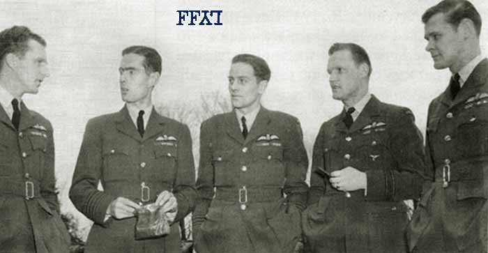 Bob Hayward, Leonard Cheshire VC, Jack Charles, Freddy Green & Jack Sheppard